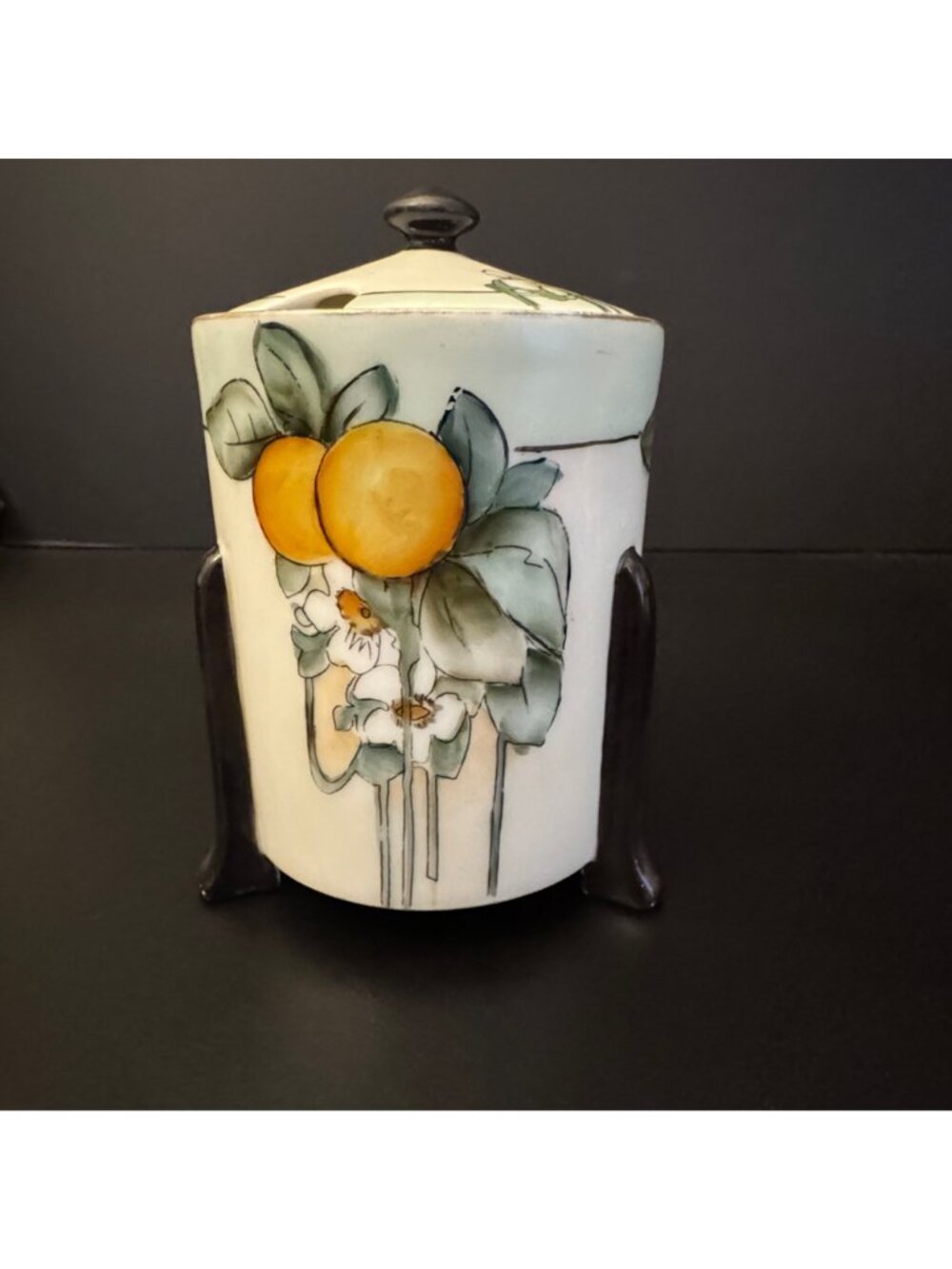 Thomas Of Bavaria Porcelain Jam Jar With Hand-Painted Orange Motif & Lid - Picture 4 of 16